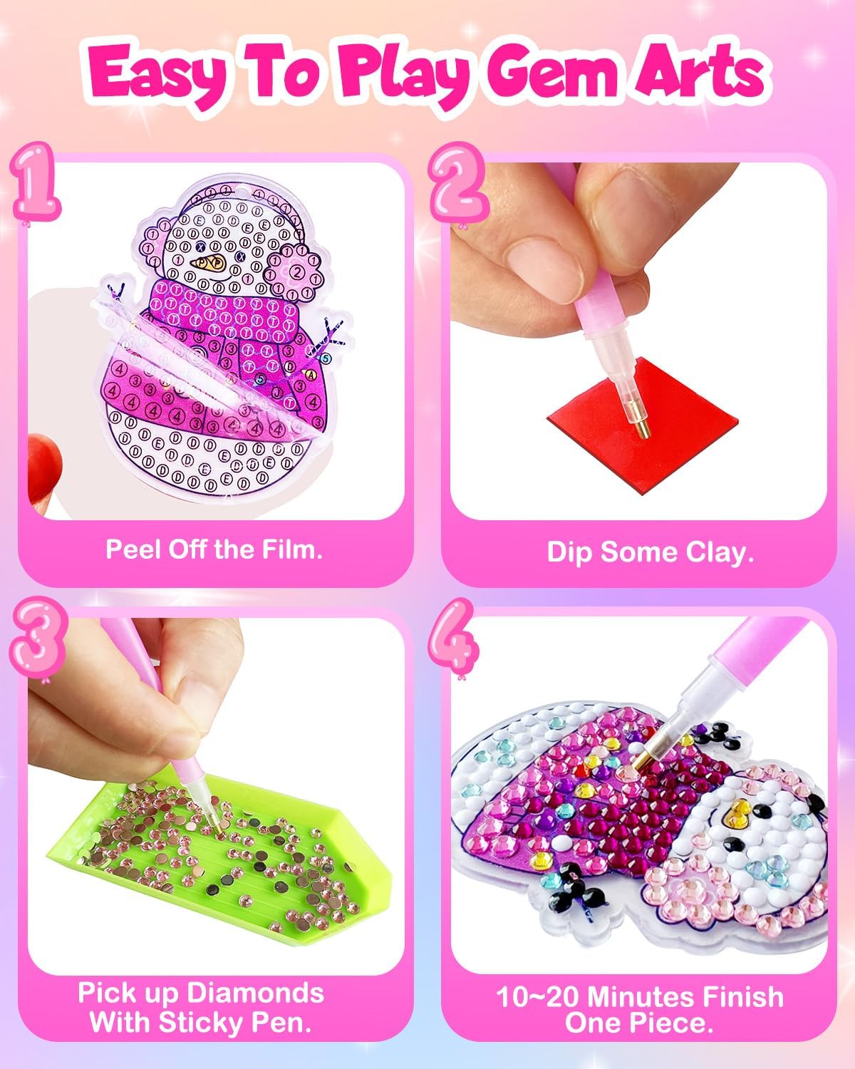 Llavero de pintura de diamantes DIY Calendario de Adviento para niñas de 4 a 12 años, regalos de manualidades de Navidad