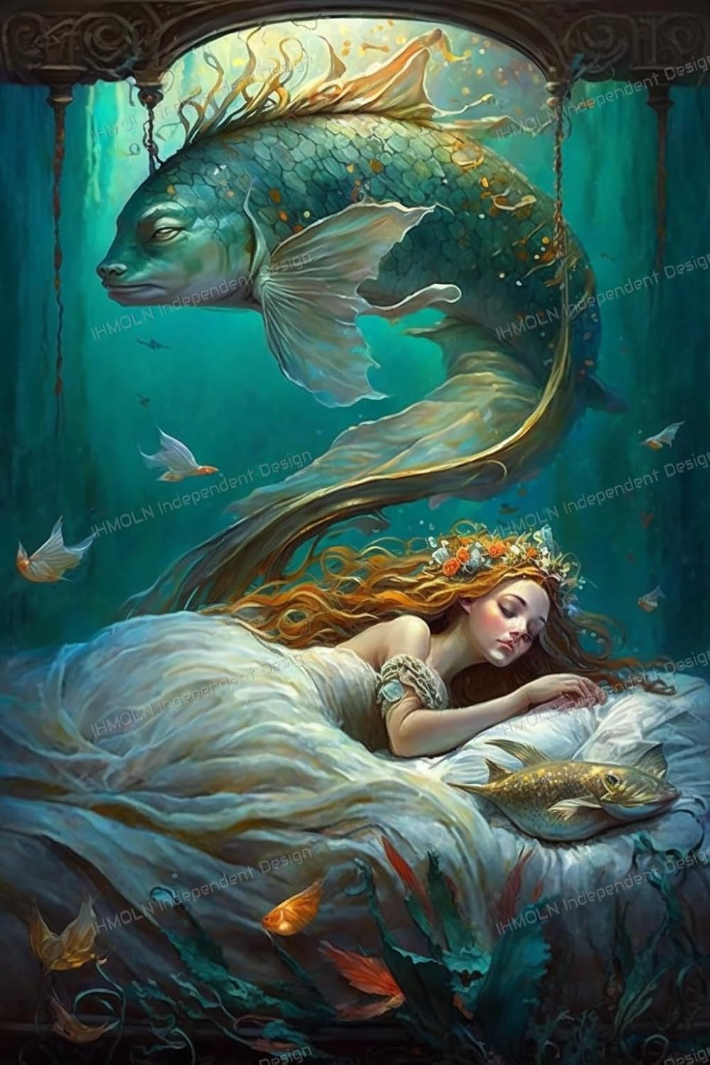 Mermaid’s Dream – Kit de pintura de diamantes  Perfecto para adultos y niños, decoración del hogar romántico, regalo exclusivo de vacaciones, kit de