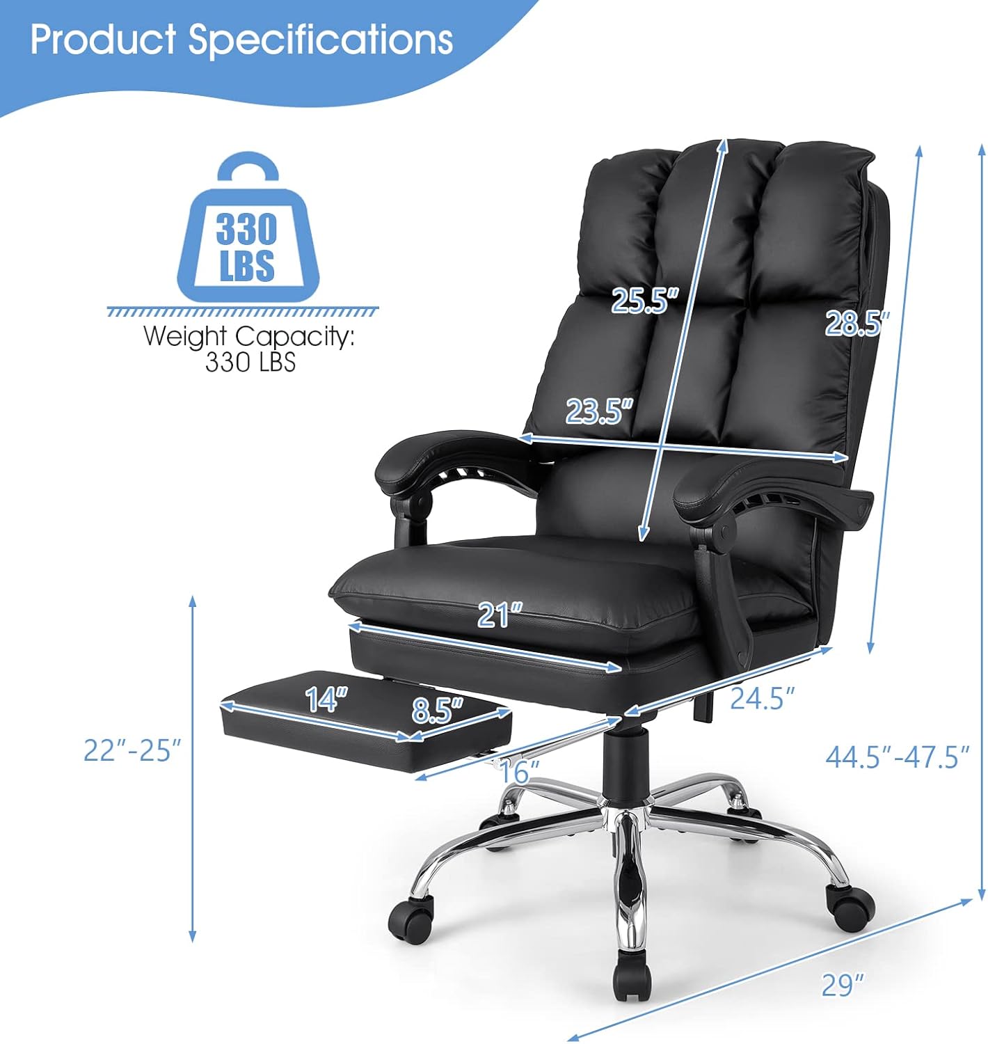 Silla de oficina con reposapiés, silla de oficina ejecutiva reclinable, silla de oficina en casa, silla de escritorio cómoda de gestión para