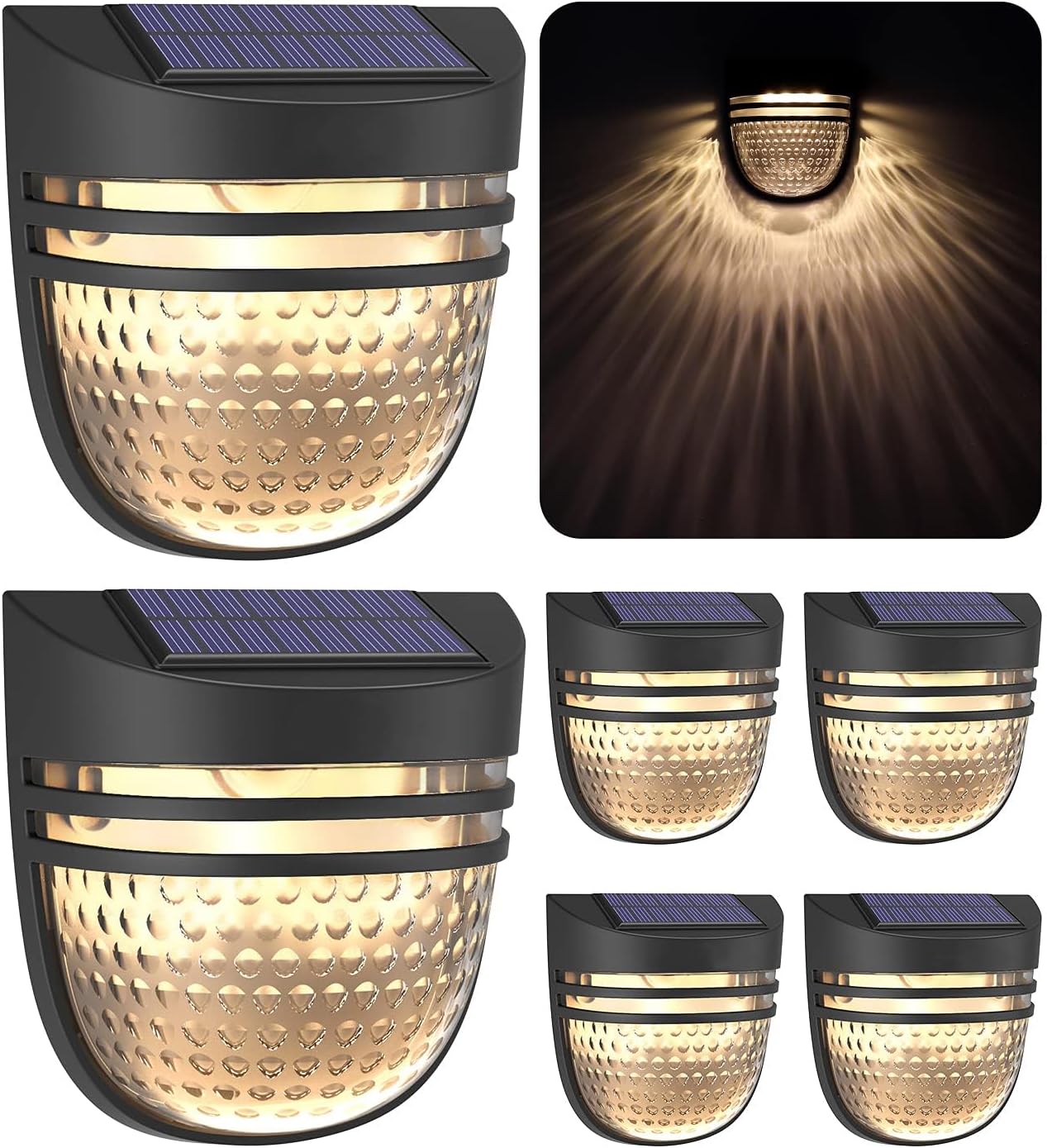 Luces solares para vallas, luces solares para terraza al aire libre, luces solares para valla de jardín con 2 modos, luces solares de pared