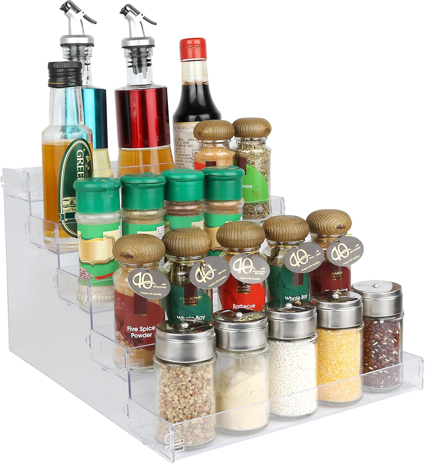 ELEGANTLIFE Estante para especias, no necesita herramientas y sin pegamento acrílico picante, montaje a presión, estante de especias, despensa,