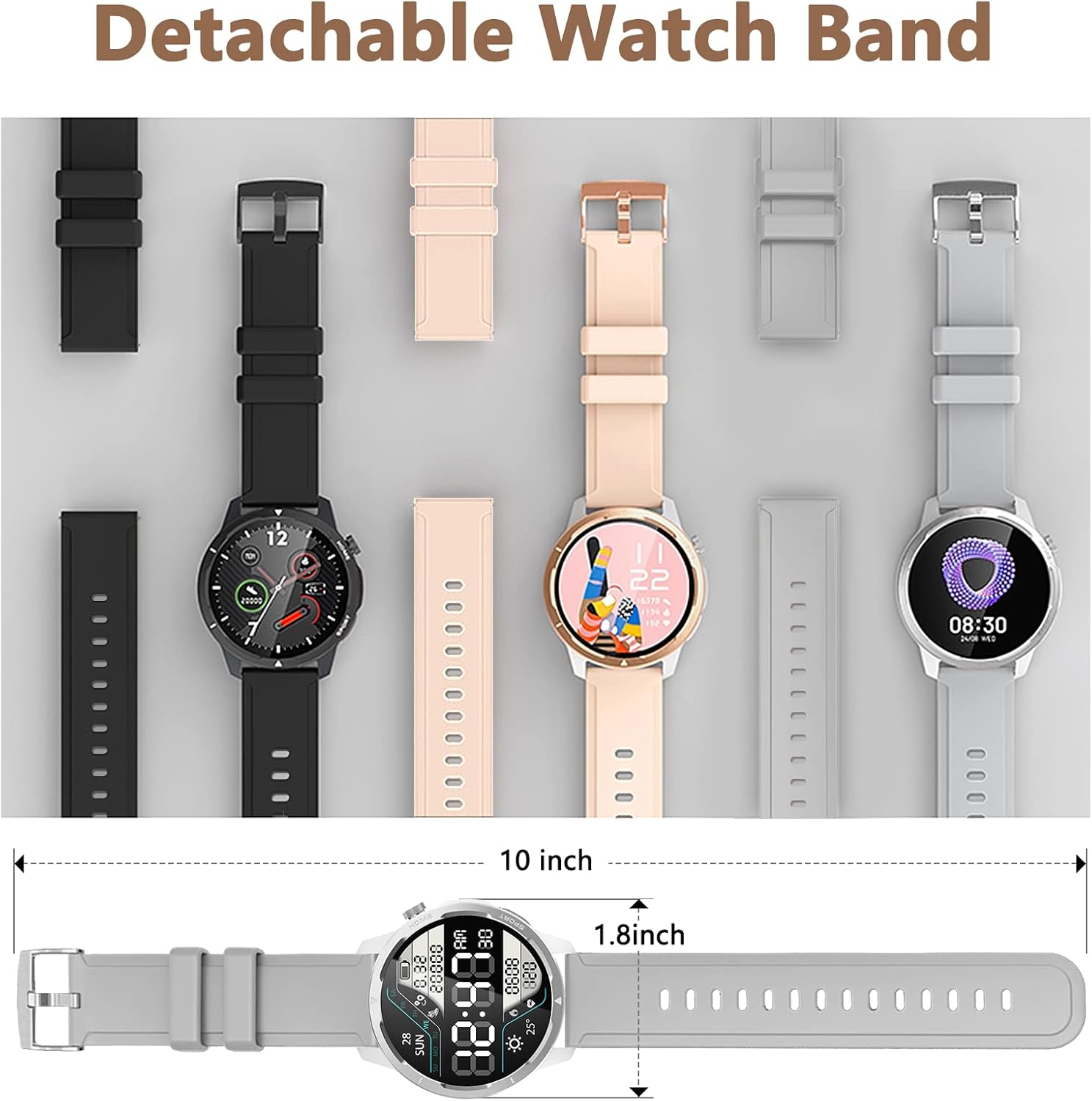 Wwzzey Reloj inteligente para hombres y mujeres (contestar llamadas), IP68 resistente al agua con podómetro, notificación de mensajes, reproductor