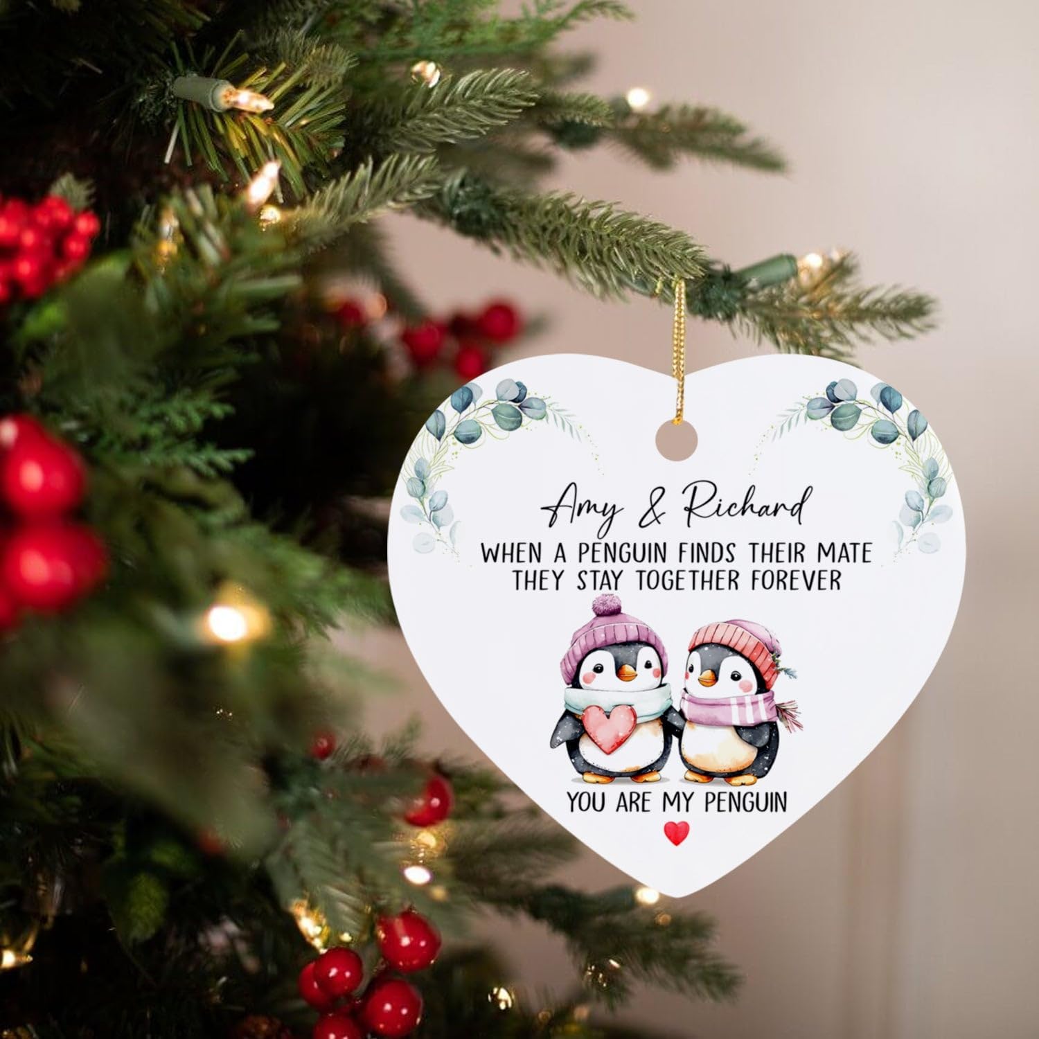 Adorno personalizado de Navidad When a Penguin Finds Their Mate They Stay Together Forever Christmas (When a Penguin Finds Their Mate They Stay