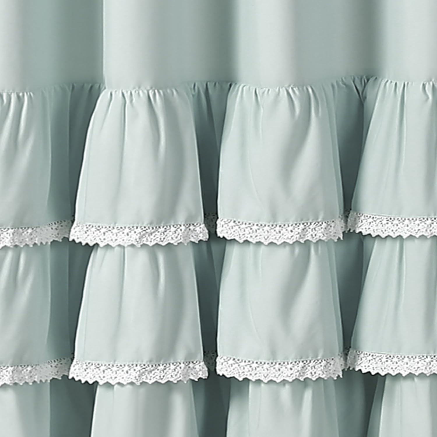 Lush Decor, Cortina de ducha con volantes de encaje azul Ella de 72 x 72 pulgadas
