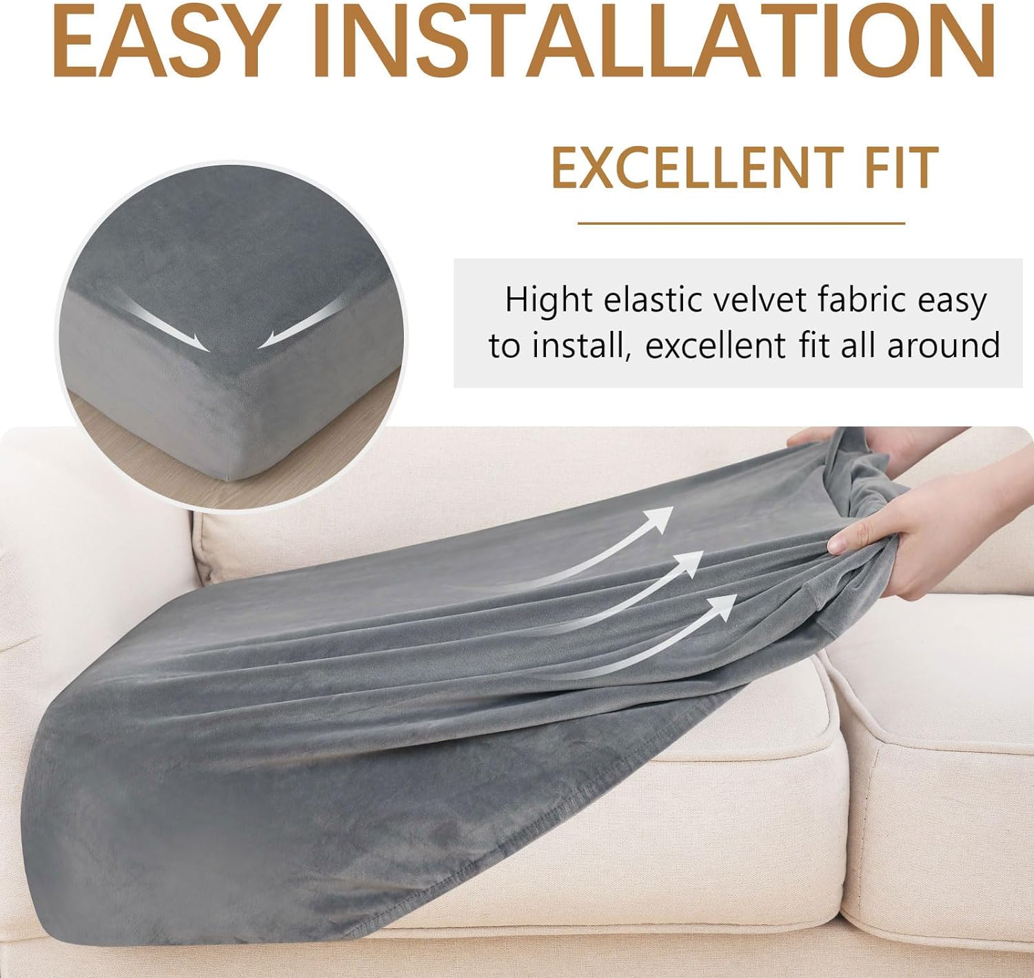 hyha Fundas de cojín de terciopelo para sofá, fundas elásticas para sofás modulares en forma de L, fundas para tumbonas, fundas de asiento de