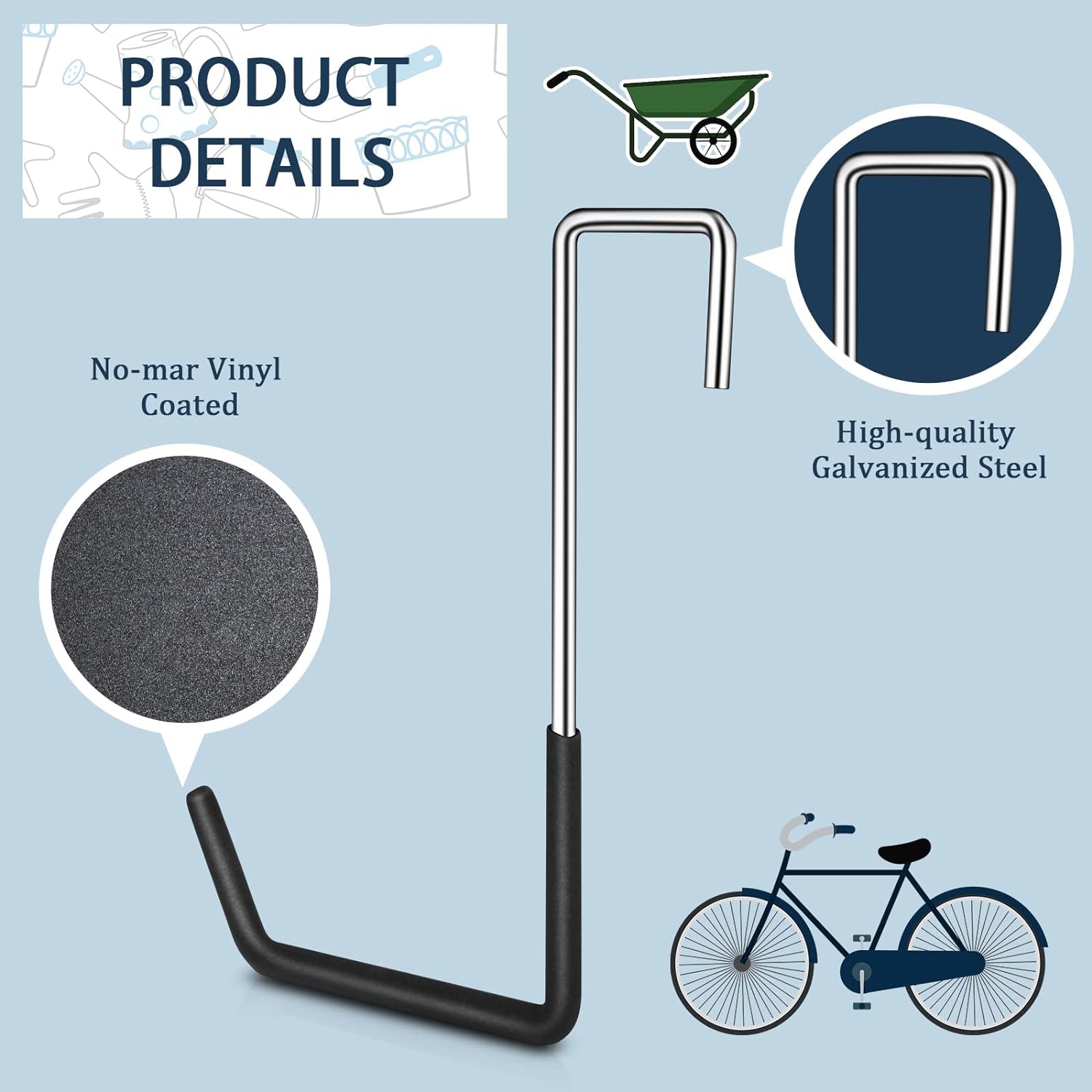Paquete de 6 ganchos resistentes para colgar ganchos grandes con revestimiento de vinilo en forma de S para colgar escaleras, perchas para