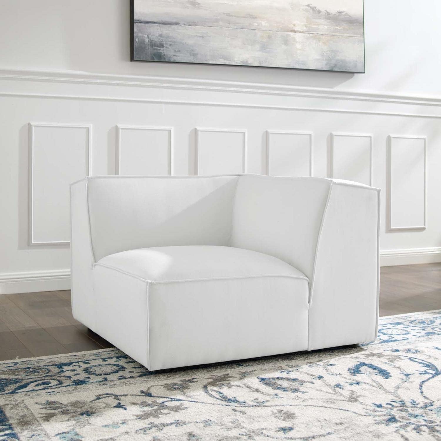 Modway Restore – Silla esquinera de tela tapizada para sofá seccional en color blanco, 40.5 x 40.5 x 28