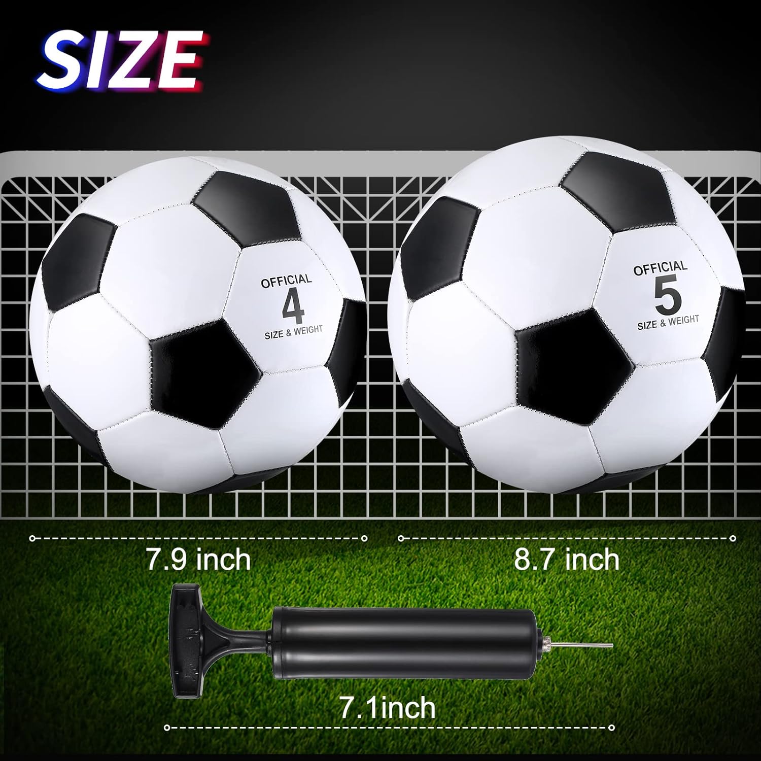 4 pelotas de fútbol con inflador, tamaño oficial, para deportes en interiores y exteriores, para niños y adultos, jugadores, entrenamiento, regalo