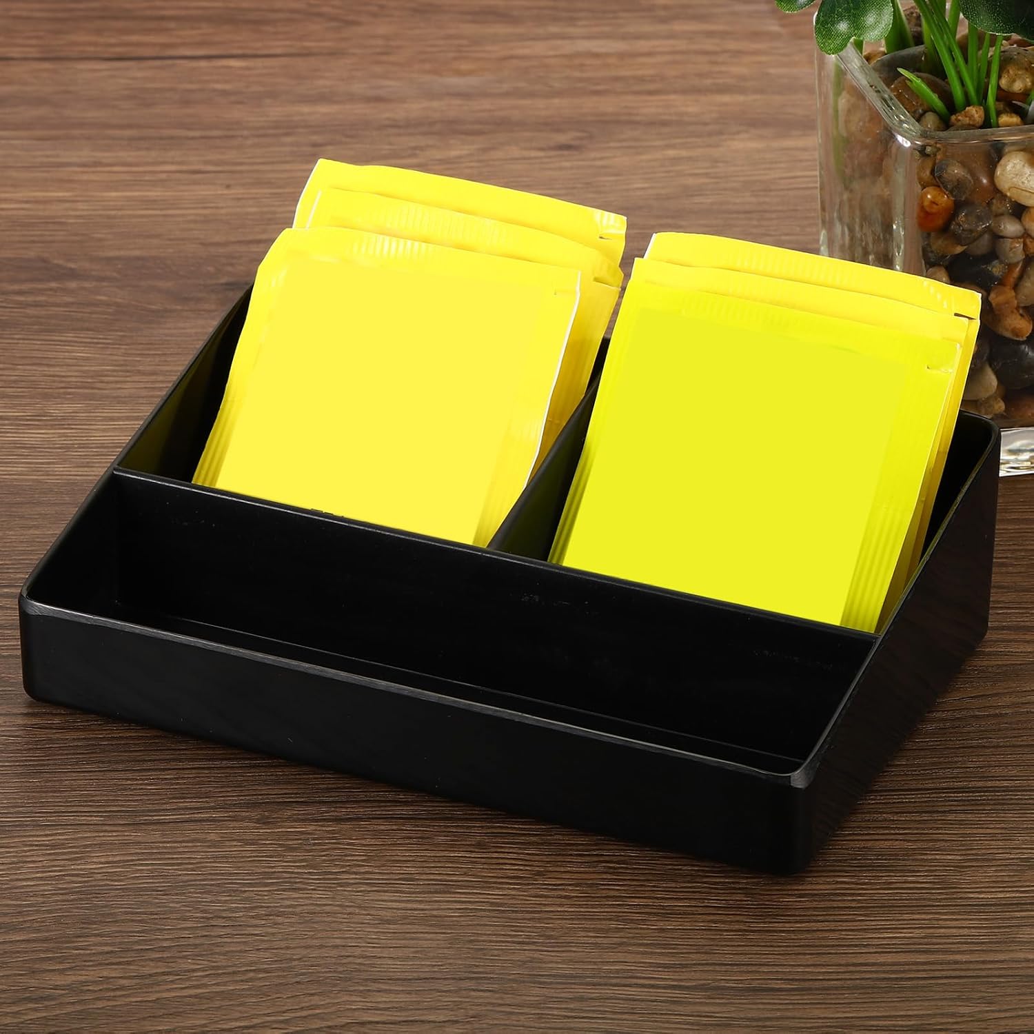 PATIKIL Caja de té de plástico, 3 compartimentos, organizador de bolsas de té, bolsa de café, contenedor de almacenamiento para cocina, despensa,
