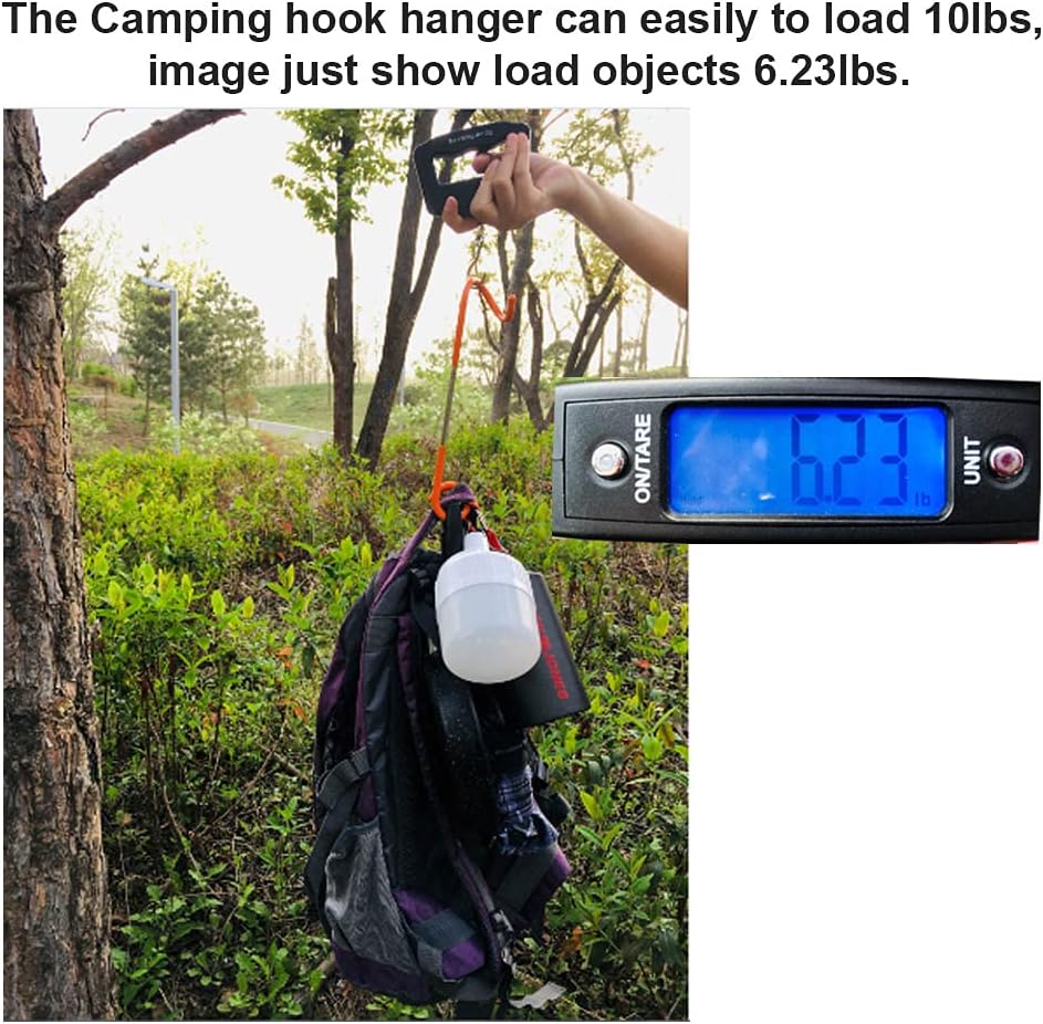 Gancho para linterna de camping, luz de tienda de campaña, colgador de lámpara al aire libre, antideslizante, para camping, senderismo, 2 unidades
