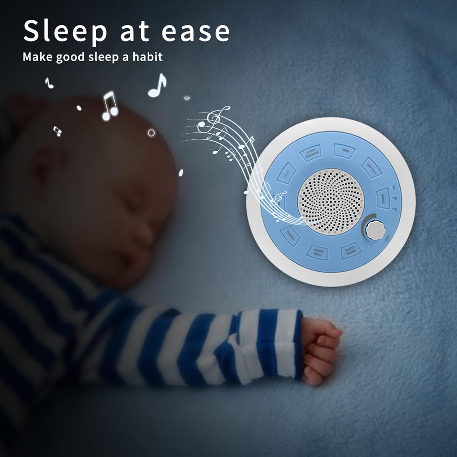 Máquina de sonido de ruido blanco con 8 sonidos relajantes, configuraciones, diseño moderno, ayuda para dormir portátil con apagado automático para