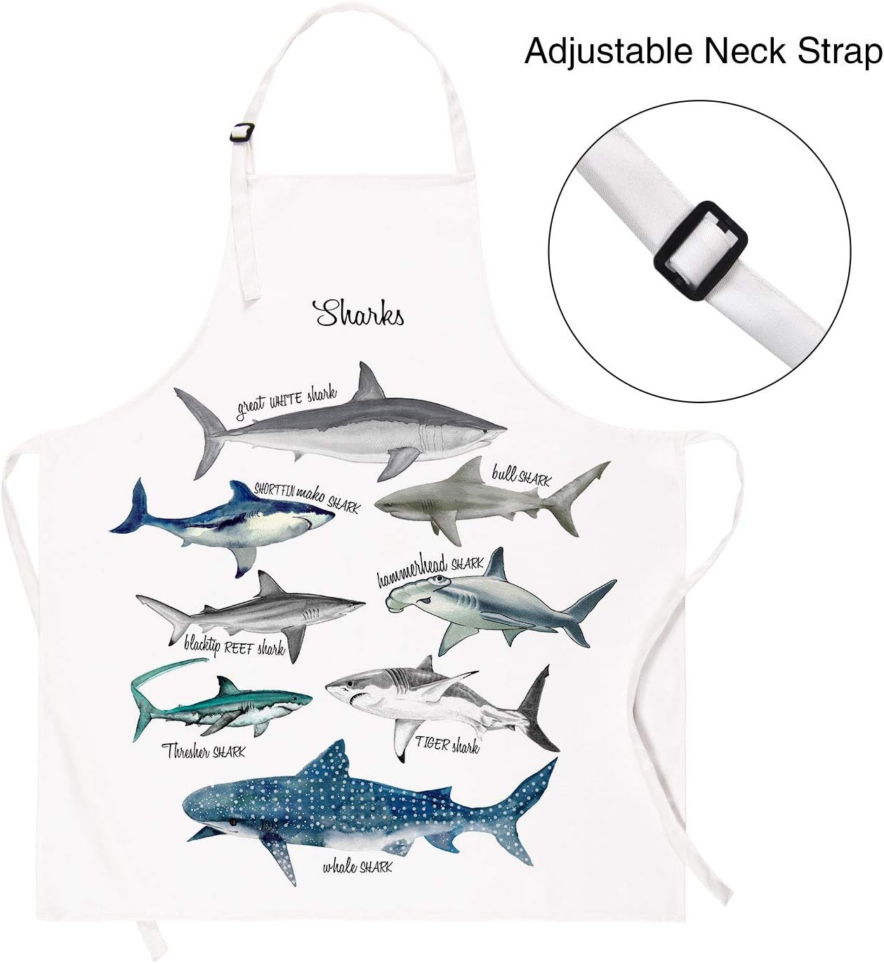 Delantal de tiburones para hornear, delantal impermeable para niños, con cuello ajustable, para fiestas, cocina, jardinería, pintura, manualidades