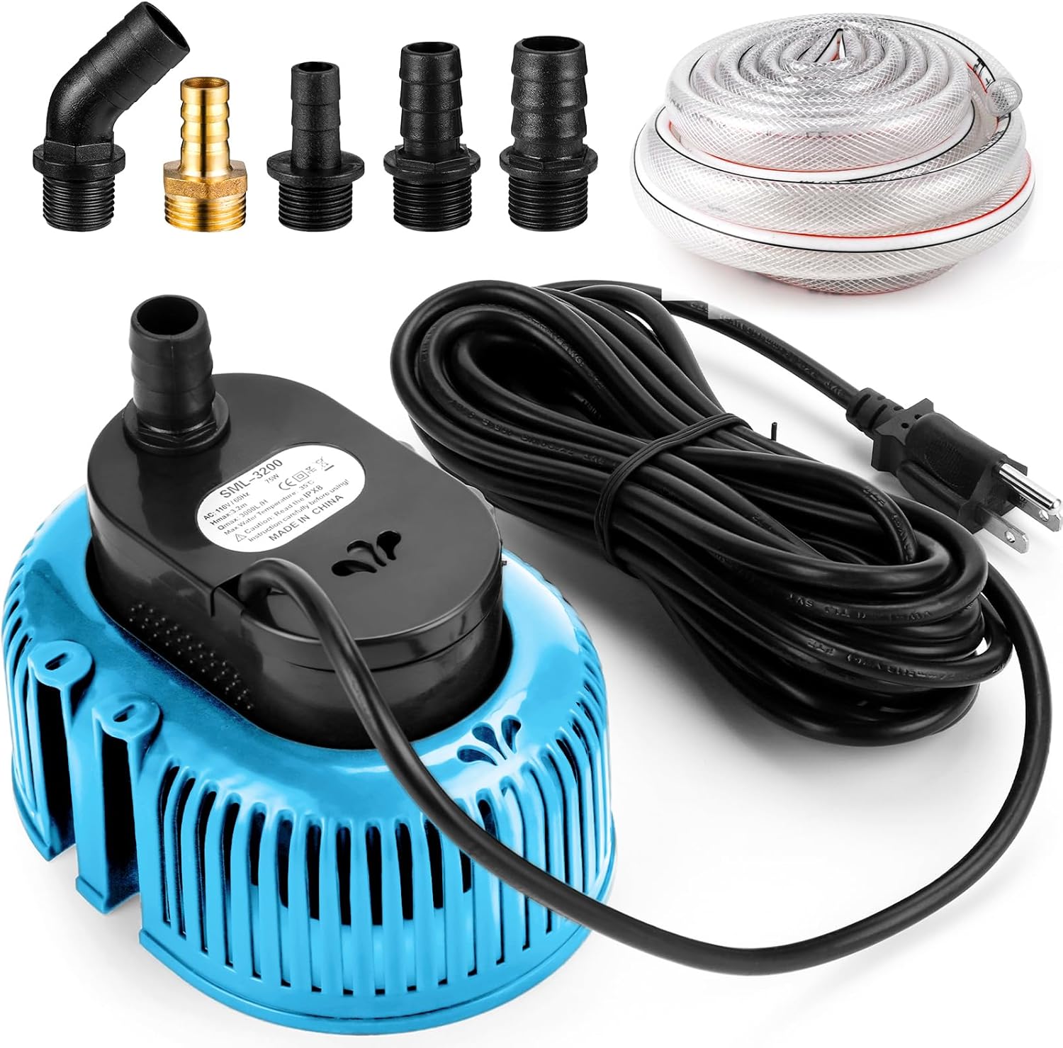 Bomba de cubierta de piscina sobre el suelo, bomba de sumidero sumergible de 850 GPH, bomba de agua para drenaje de piscina, con manguera de drenaje