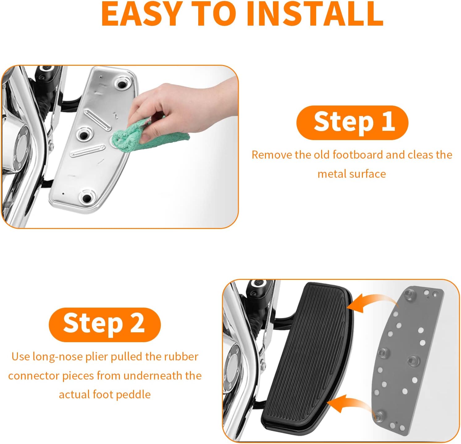 Estribo de goma delantero para motocicleta, estribo de pie ancho, pedales, almohadillas compatibles con Harley Touring Softail Road King Electra