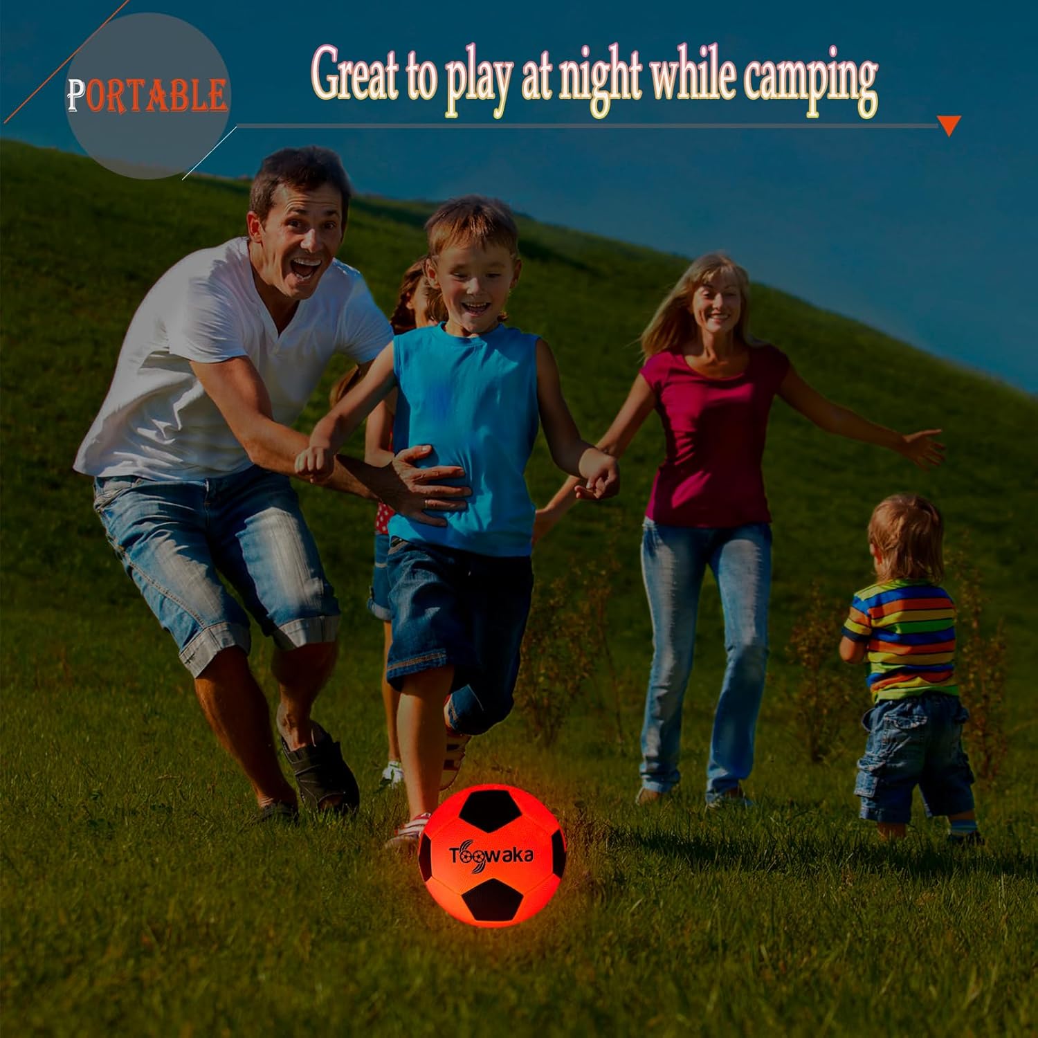 Toowaka Balón de fútbol iluminado, tamaño 5 que brilla en la oscuridad, pelota de fútbol LED con luces LED preinstaladas, baterías incluidas Balón