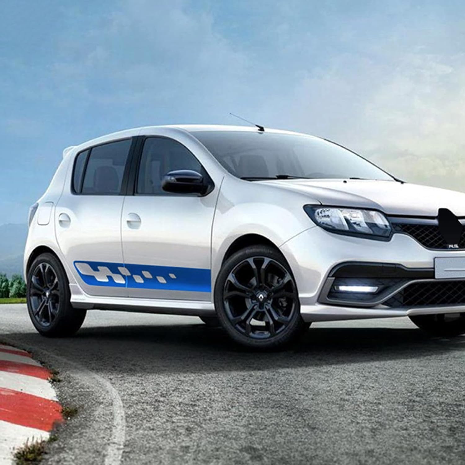 KJWPYNF Calcomanías de vinilo para Renault Dacia Sandero Stepway RS, diseño de rayas de automóvil, falda lateral