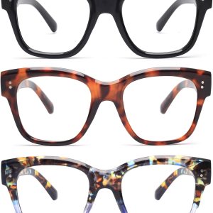 JM – Paquete de 3 lentes de lectura estilo Oprah para mujeres y hombres, cuadrados de gran tamaño, con bloqueo de luz azul JM – Paquete de 3 lentes de lectura estilo Oprah para mujeres y hombres, cuadrados de gran tamaño, con bloqueo de luz azul