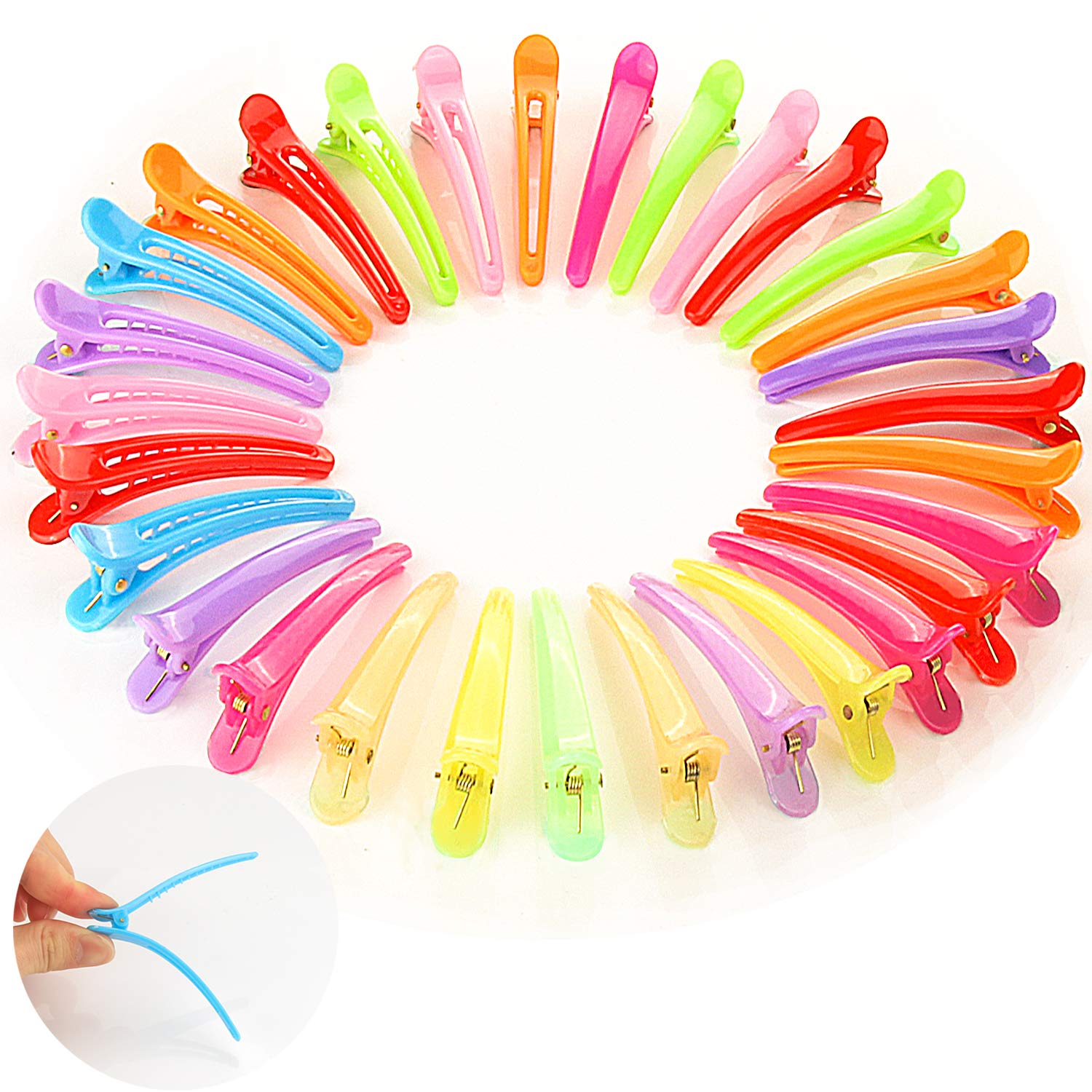 UPINS 30 pinzas para el pelo con pico de pato colorido, clip de cocodrilo para mujeres y niñas, corte de peinado