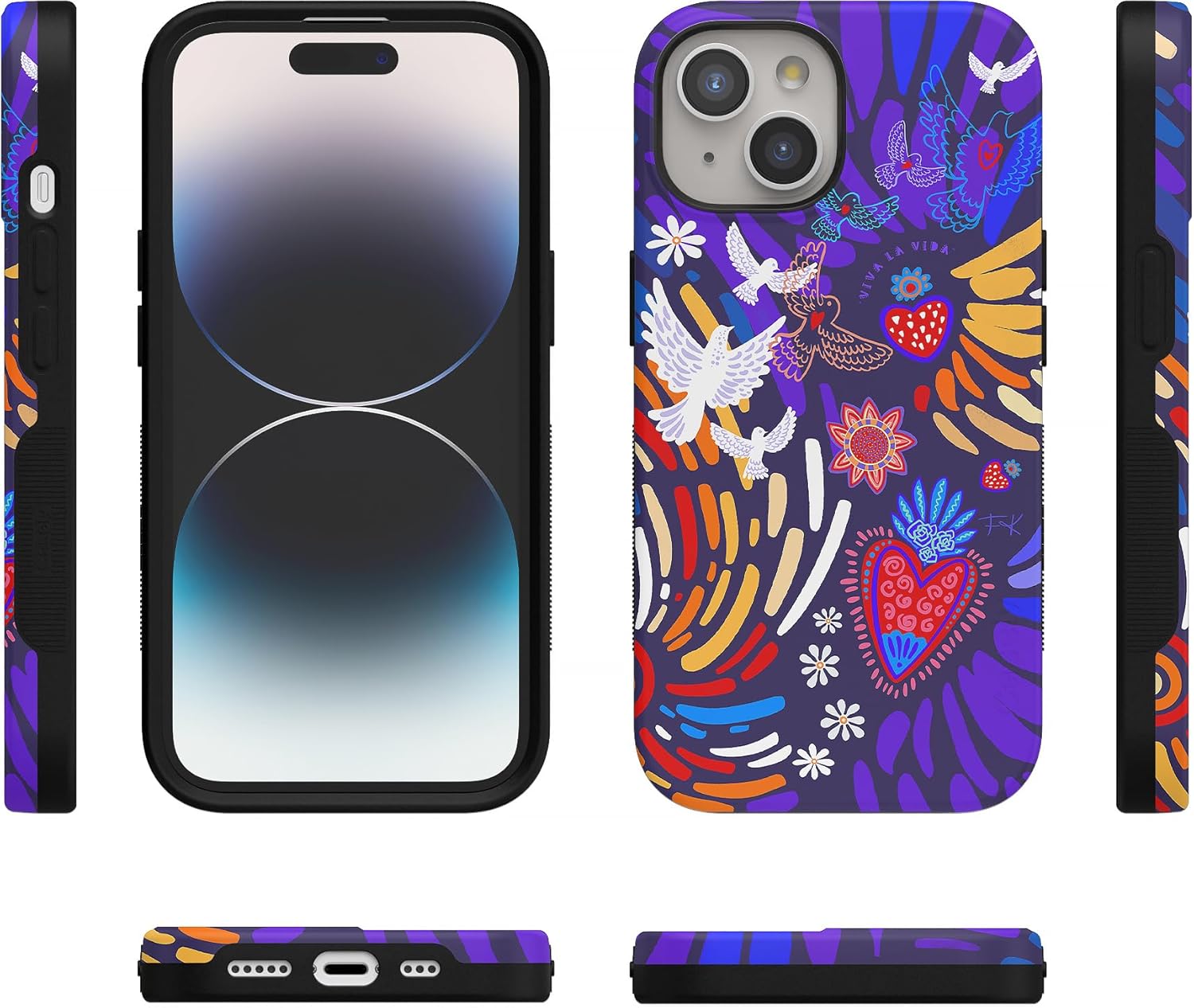Casely Funda para iPhone 15  Viva La Vida  Frida Kahlo Collage  Funda atrevida  Compatible con MagSafe