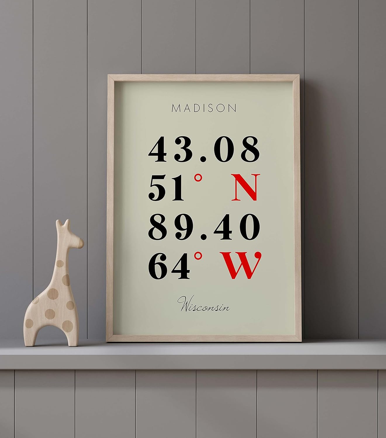 Mapa de Madison, Wisconsin, Coordenadas Multilíneas de Colores (12×16)