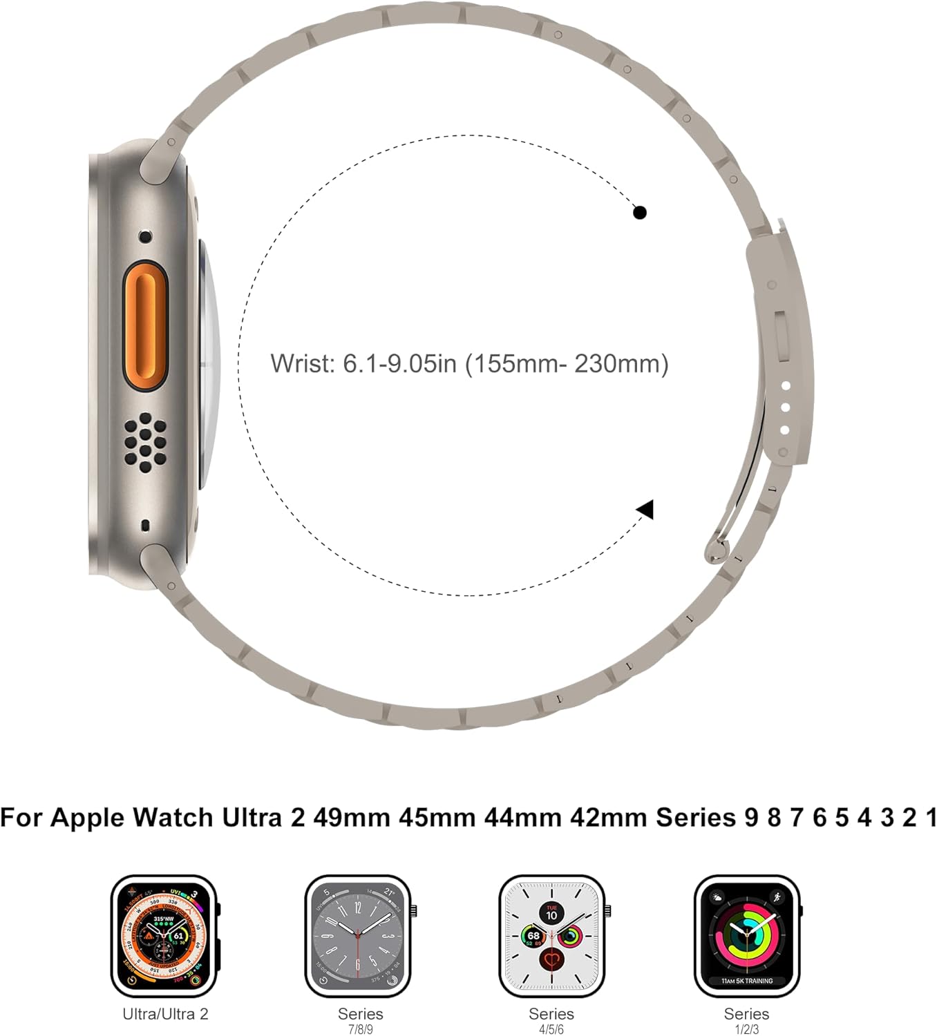 iiteeology Correa de 1.929 in compatible con Apple Watch Ultra Band Series 9, pulsera de acero inoxidable mejorada para iWatch de 1.772 pulgadas,