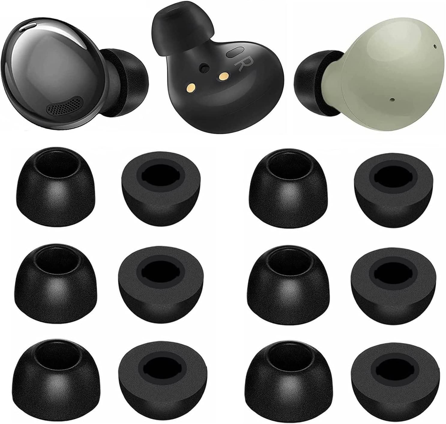 Puntas de espuma viscoelástica compatibles con Galaxy Buds ProGalaxy Buds 2  Galaxy Buds Plus de repuesto, cancelación de ruido perfecta, cabe en la
