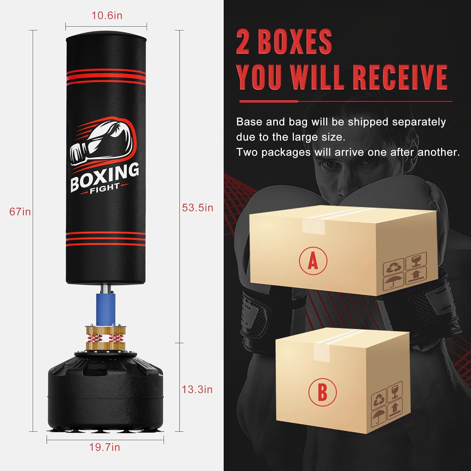 Saco de boxeo con soporte independiente bolsa de boxeo pesada