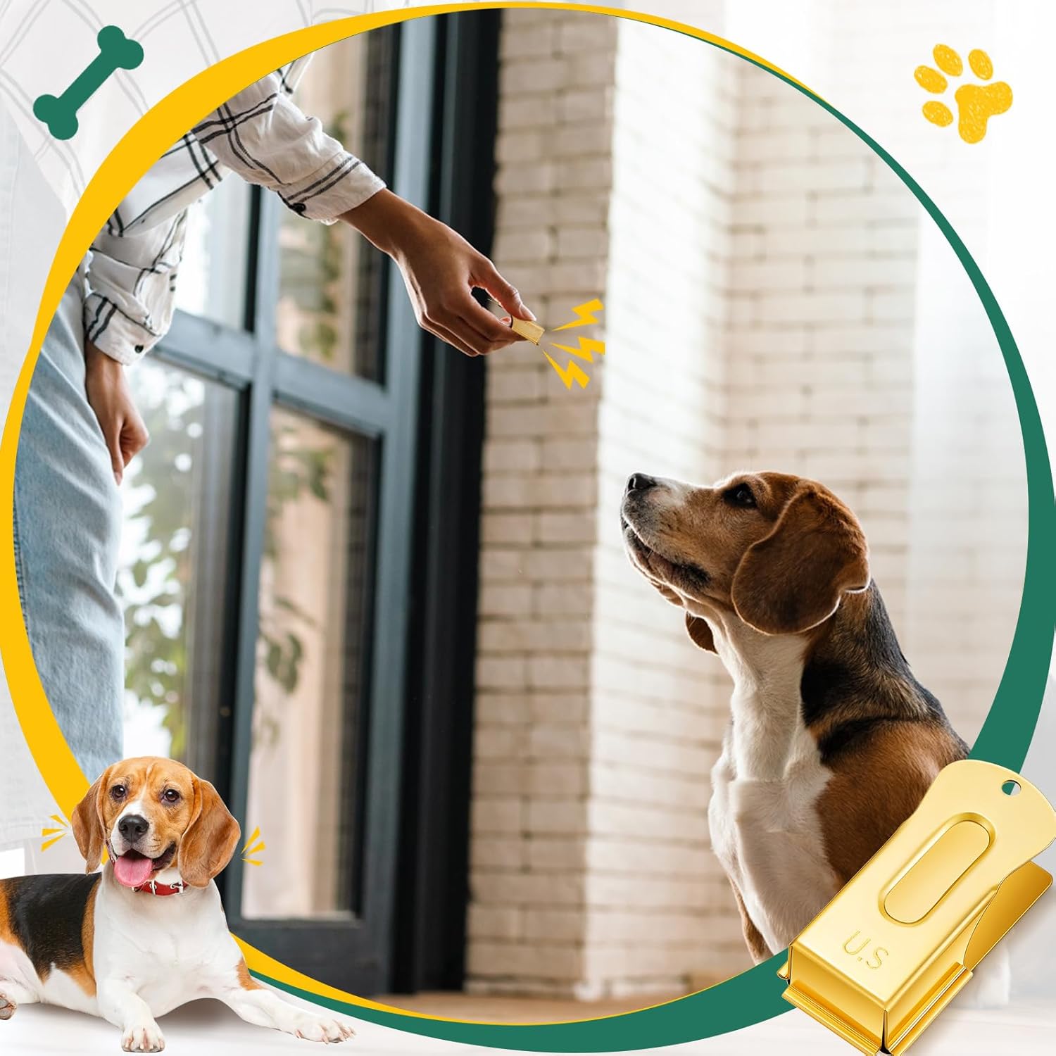 VercanMonth 2 piezas de latón para entrenamiento de mascotas, clicker de señalización de grillo, clicker de metal para perros, cachorros, gatos,