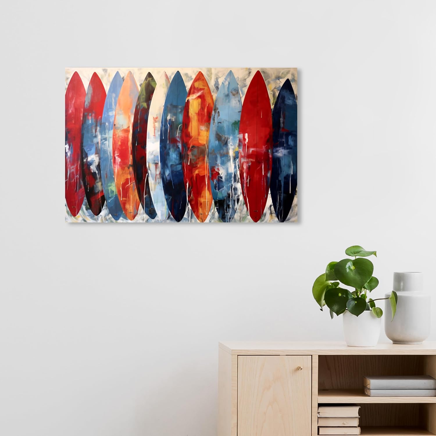 Wynwood Studio Sports and Teams – Lienzo decorativo contemporáneo envuelto, escaparate de tablas de surf, arte de pared para sala de estar,