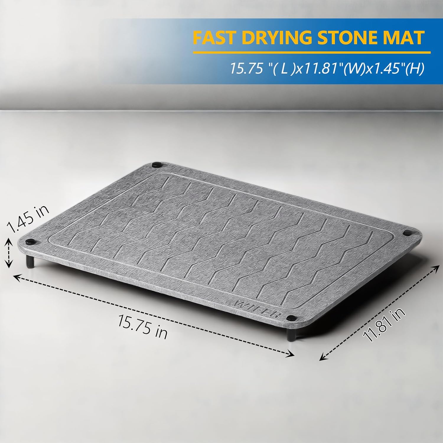 WIFER Tapete de secado de piedra para encimera de cocina, tapete de secado de platos de tierra de diatomeas súper rápida y absorbente para múltiples