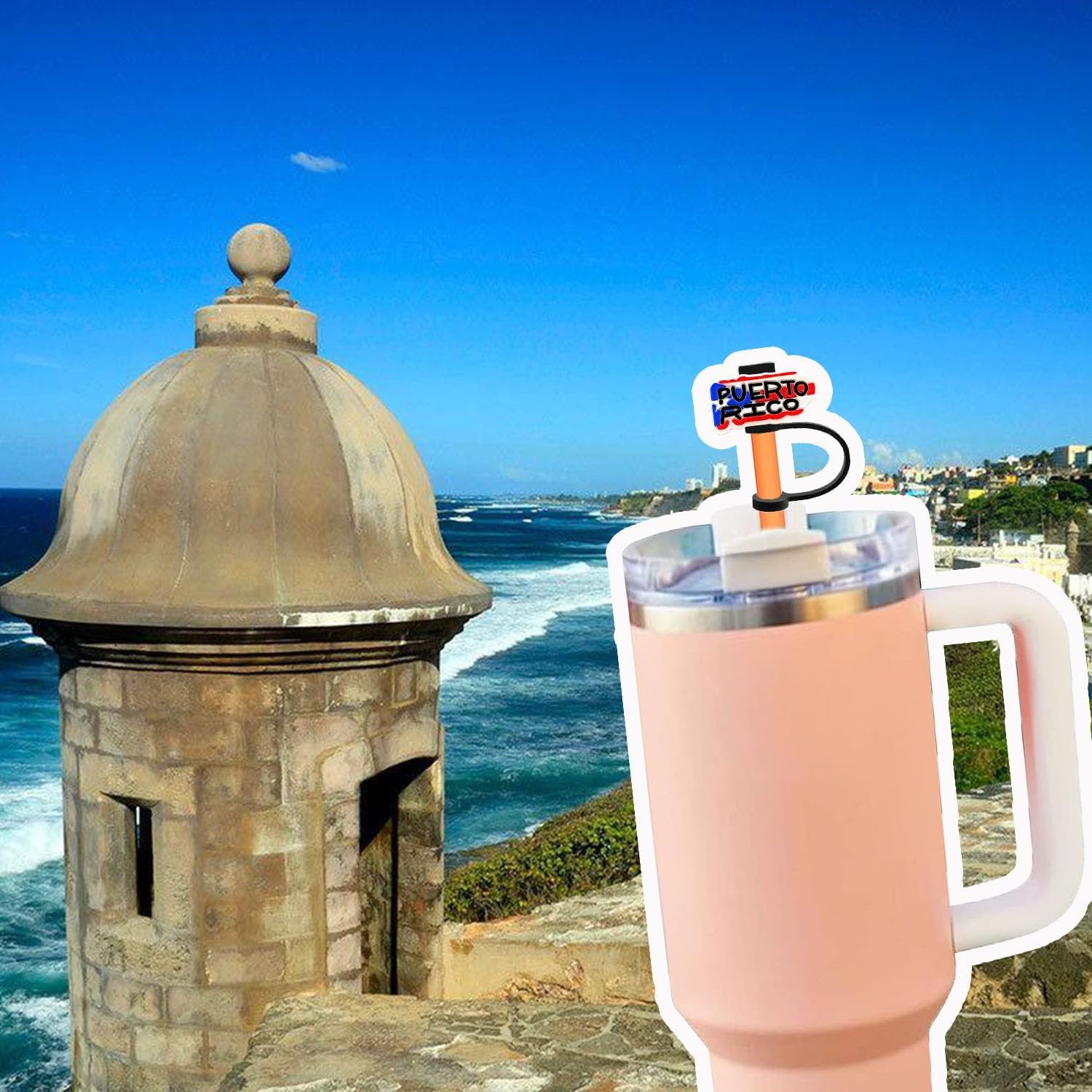 10 tapas de popote para copa Stanley, (Puerto Rico) de silicona compatible con vaso Stanley de 30 y 40 onzas con asa, cubiertas de punta de popote