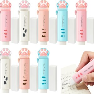8 unidades de borradores en forma de pata de gato, diseño retráctil, de dibujos animados, borradores estéticos pastel, lápiz kawaii, goma linda para 8 unidades de borradores en forma de pata de gato, diseño retráctil, de dibujos animados, borradores estéticos pastel, lápiz kawaii, goma linda para