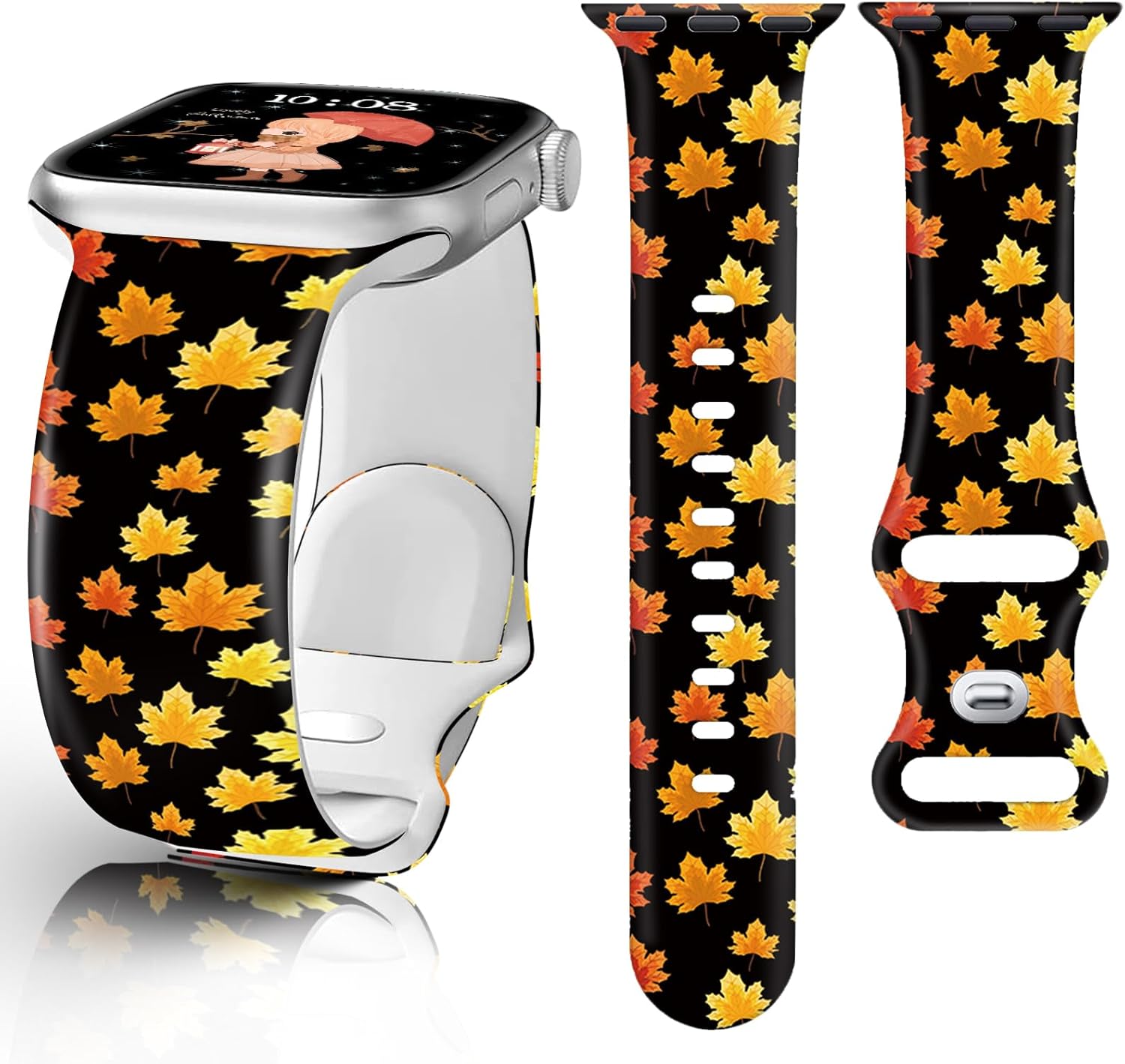 Correa de reloj de Navidad y Halloween para Apple Watch, correa de silicona impresa de repuesto para iWatch 1 2 3 4 5 6 7 8 Ultra 1.496 in 1.575 in