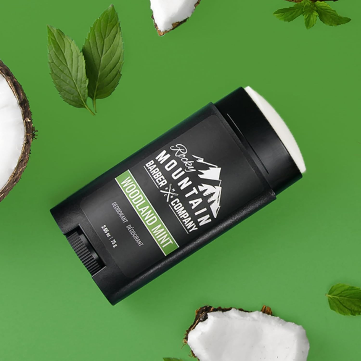 Desodorante natural para hombre, sin aluminio ni parabenos, fabricado con ingredientes simples a base de plantas y aceite esencial de menta,