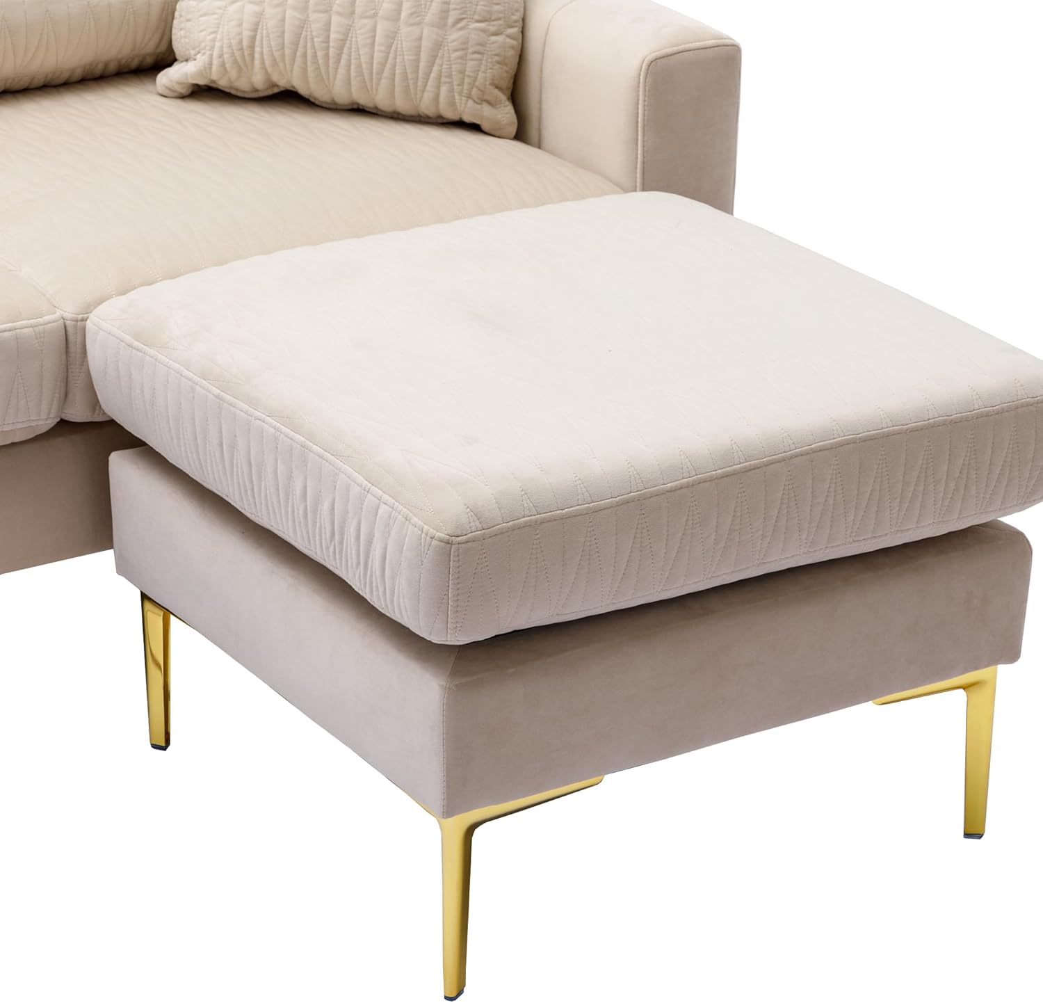Sofá modular en forma de U con 2 almohadas y 2 otomanas, juego de sofá de tela de terciopelo de 6 asientos, sofá modular tapizado para sala de estar