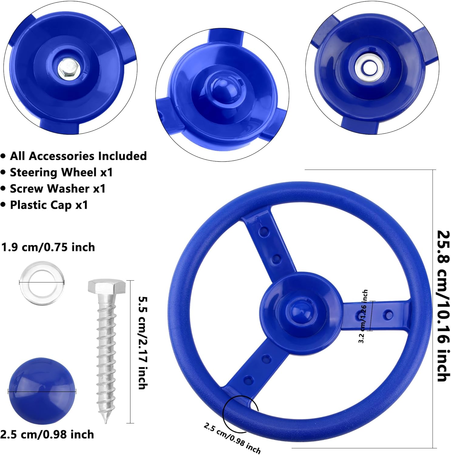 Juego de accesorios de volante de plástico para patio trasero, casa de árbol, parque infantil, gimnasio de selva (1, azul)