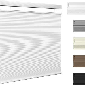 Boolegon Persianas celulares opacas de arriba hacia abajo, sin cordón, con diseño de panal de abeja, para ventanas, tamaño personalizado, blanco, 34 Boolegon Persianas celulares opacas de arriba hacia abajo, sin cordón, con diseño de panal de abeja, para ventanas, tamaño personalizado, blanco, 34