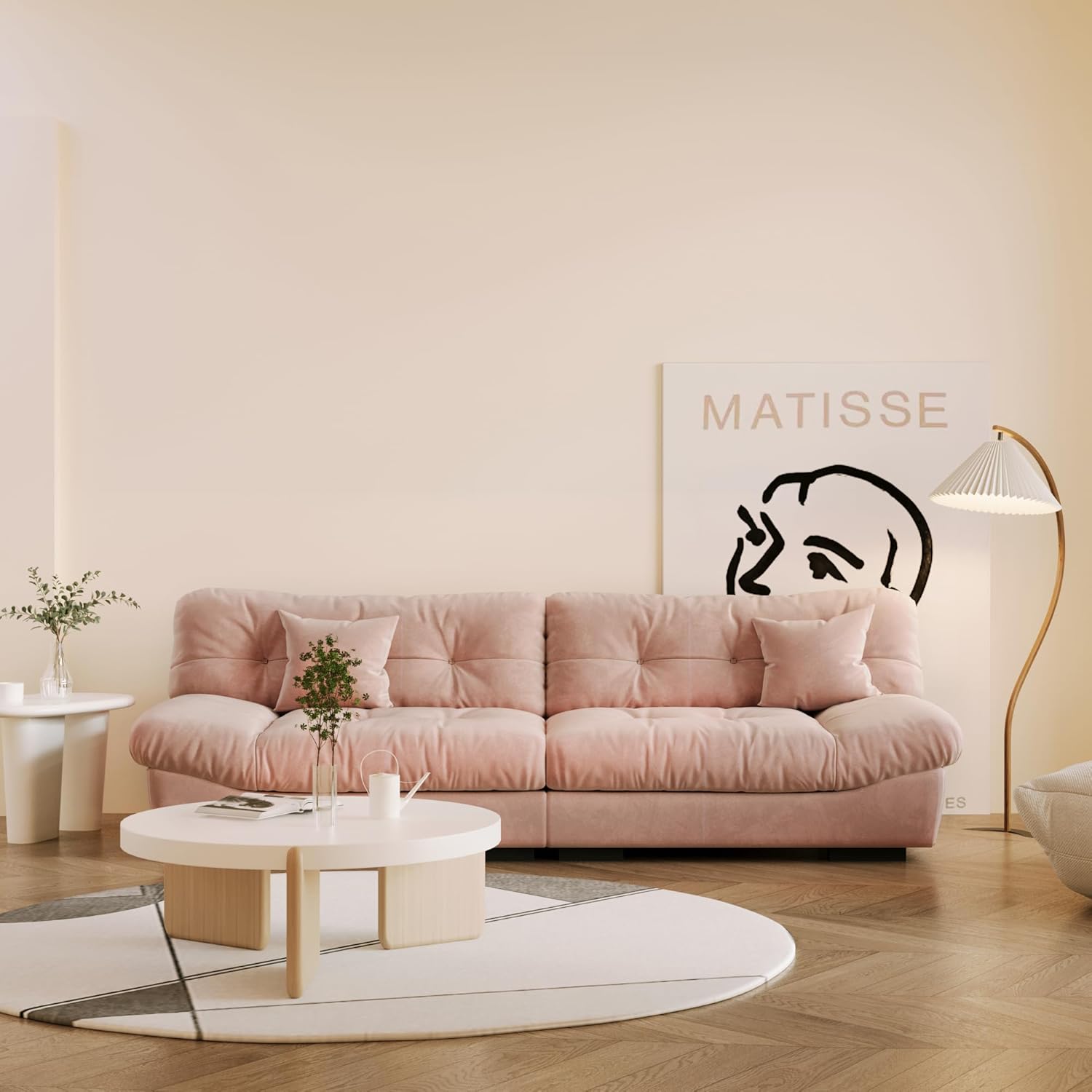 Sofás seccionales cómodos de 105 pulgadas, sofá de 3 plazas más grande con 2 almohadas, sofá minimalista, sofá moderno para sala de estar,