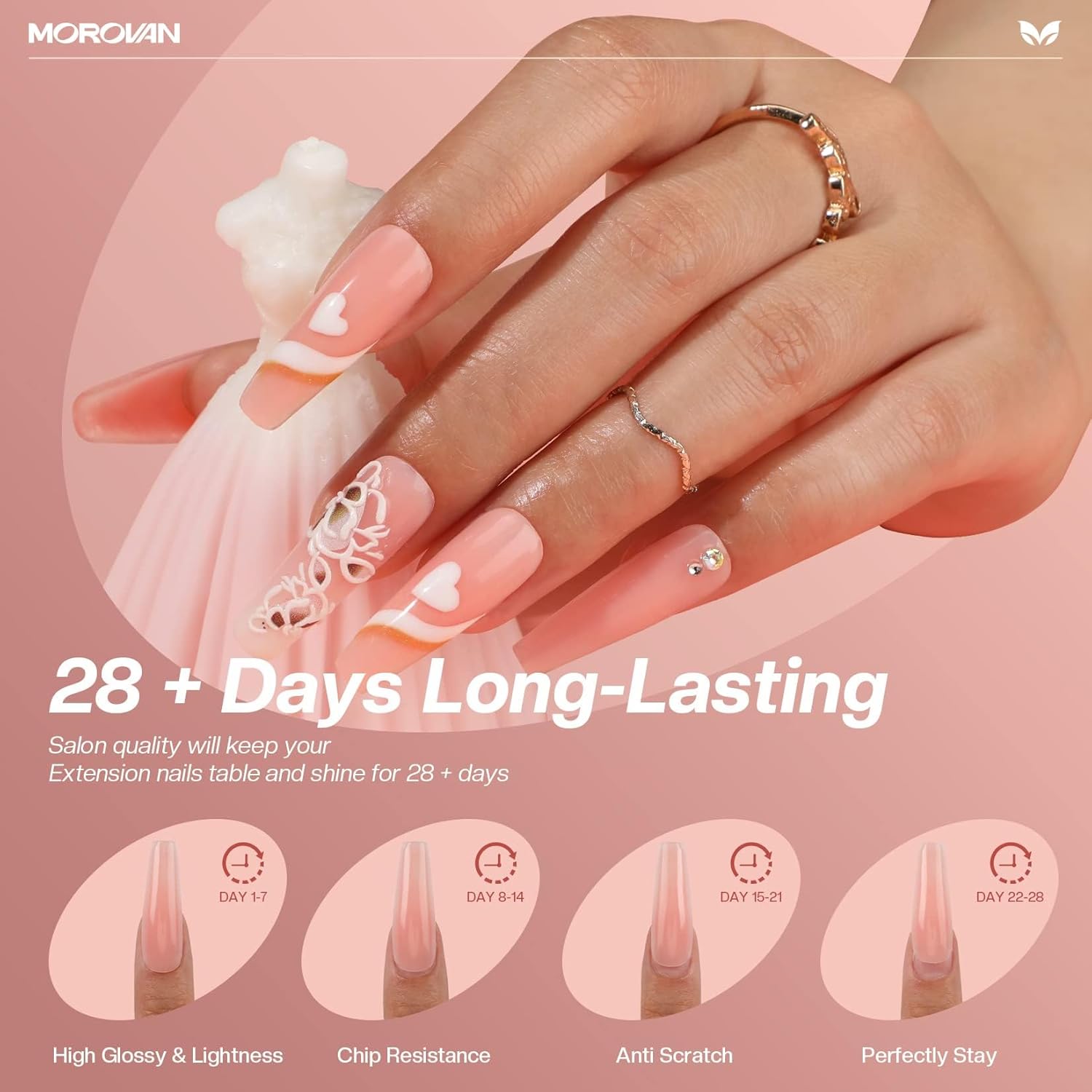 Morovan Poly Gel Nail Kit Poly Nail Gel Kit with U V Lamp 2 Colors Poly Gel Kit DIY Extension Gel Kit Poly Nail Gel Kit Starter Kit with Everything