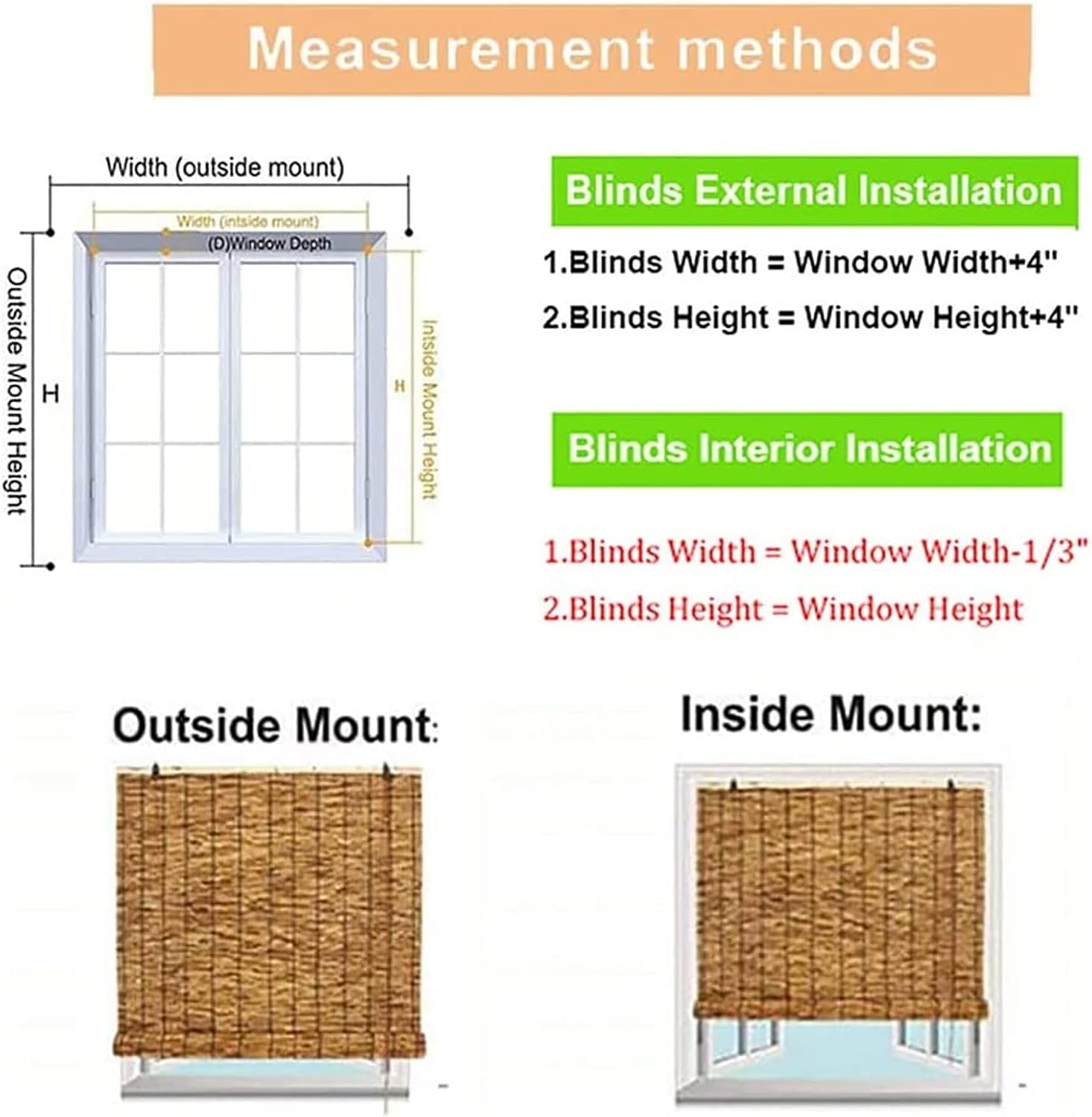 Persianas enrollables sin cordón retro para exteriores, de bambú, enrollables, romanas, para porche, persianas enrollables con junco, protección de
