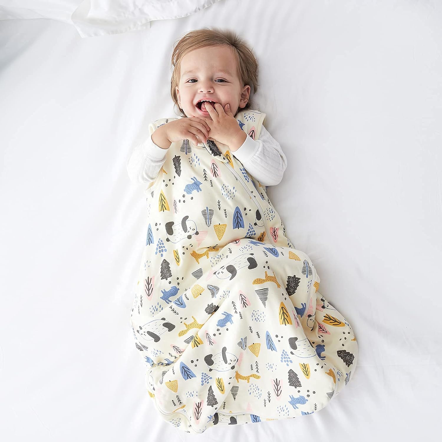 Duomiaomiao Saco de dormir unisex para bebé, 100% algodón, TOG 2.5, manta portátil, saco de dormir con cremallera de 2 vías para bebé, niña y niño