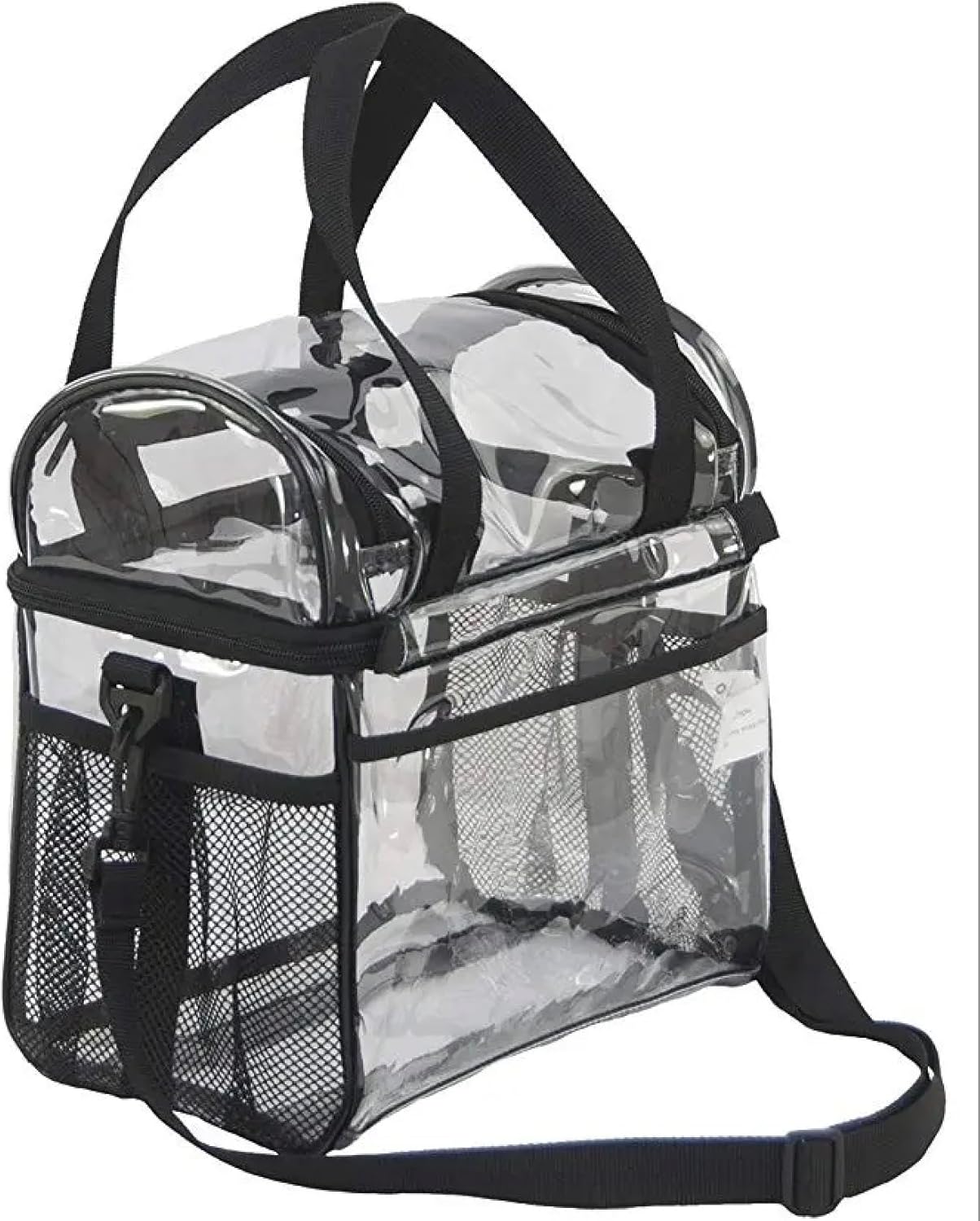Bolsa de almuerzo transparente, aprobada por estadios, resistente, grande, reutilizable, material de PVC