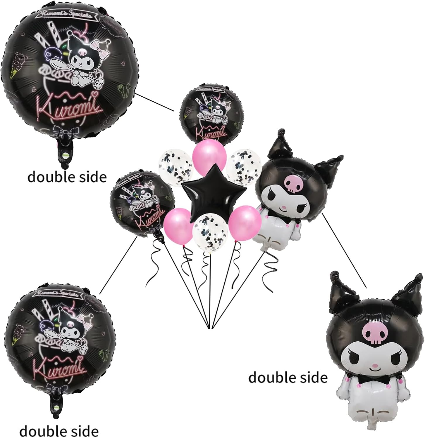 20 globos de decoración de fiesta de anime, globos de doble cara de material de película de aluminio, suministros de fiesta temática de anime,