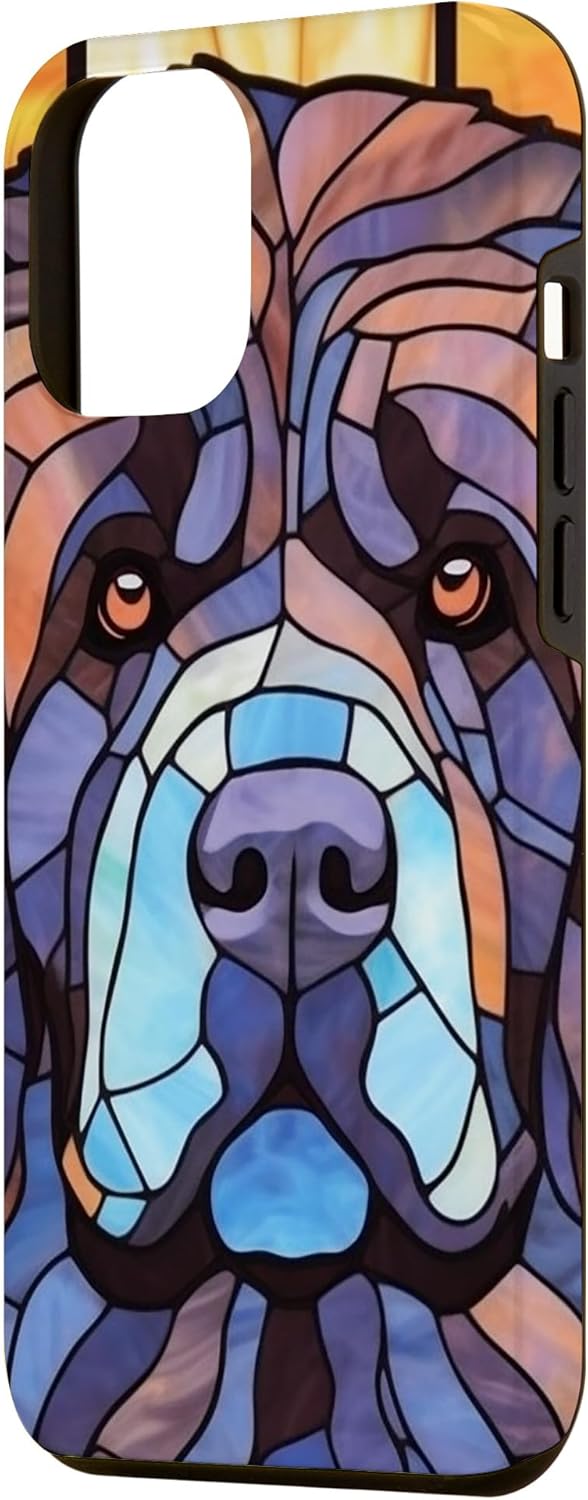 Carcasa para iPhone 12 Pro Max Newfoundland Dog Stained Glass