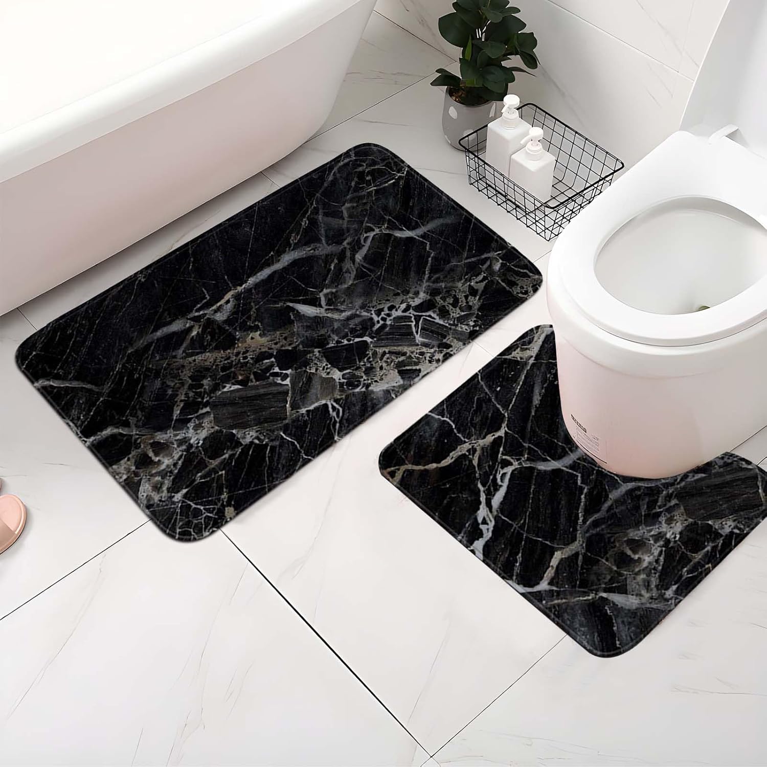 puseky Juego de 3 tapetes de baño, súper absorbentes y ultra suaves, antideslizantes y lavables, incluye alfombra, tapete de inodoro en forma de U y