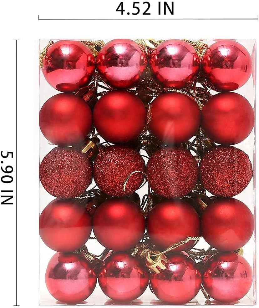 Bolas de Navidad para decoración de 160 piezas (1.18 pulgadas), colgante de Navidad para árbol de Navidad, bola de decoración festiva de boda (rojo)