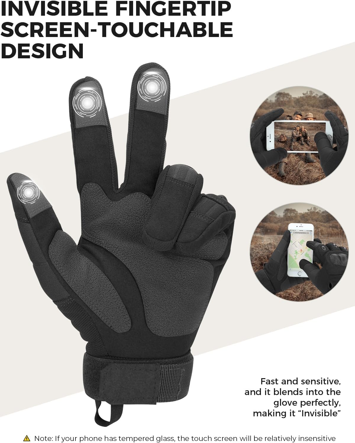 KEMIMOTO Guantes tácticos para hombres, guantes de motocicleta con pantalla táctil con carcasa dura y acolchado de palma para deportes al aire