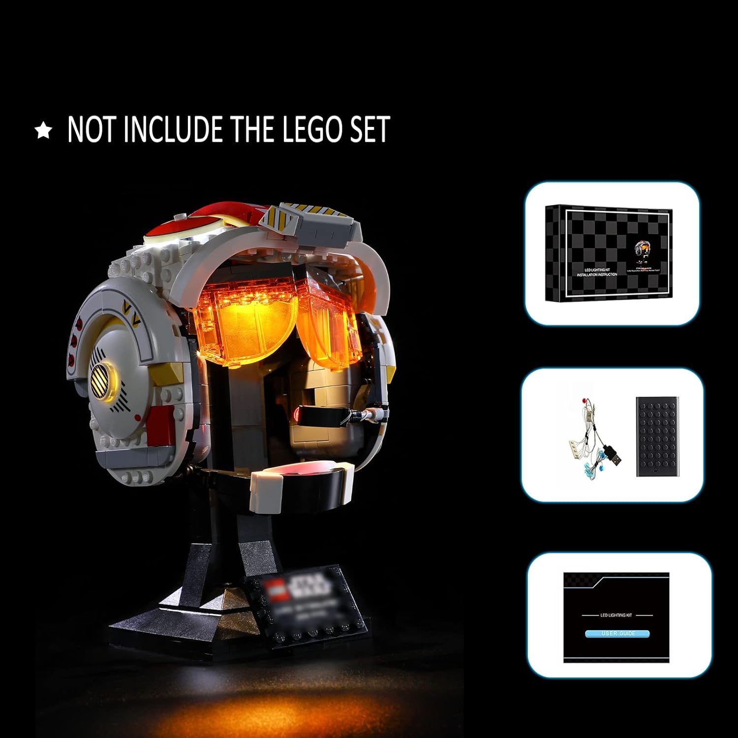 Kit de iluminación de luz LED para Lego 75327 Star Wars Luke Skywalker modelo de bloques de construcción de casco rojo (solo luces, sin juego de