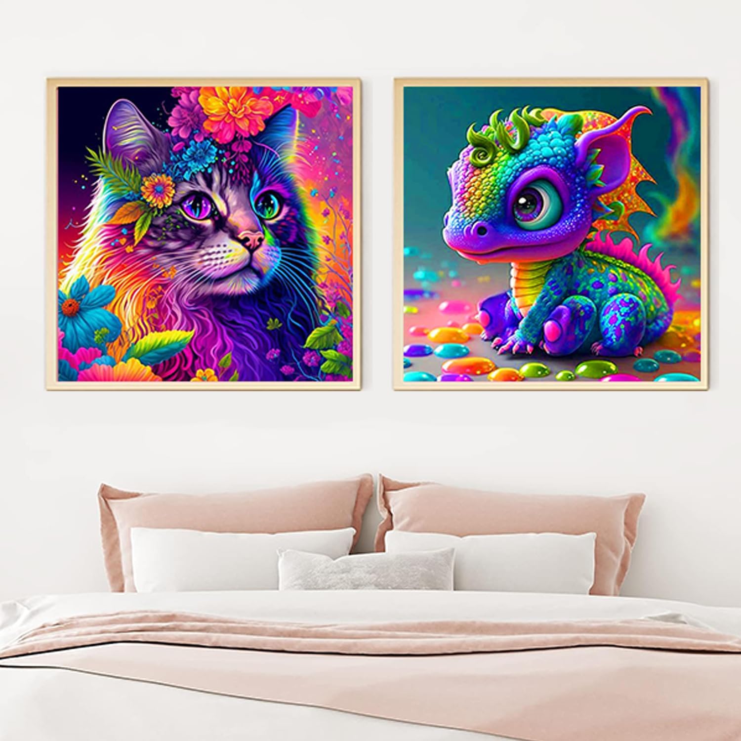 KYOQFVN Paquete de 4 pinturas por números para lienzo para adultos, kits de pintura de gato por números para principiantes, pintura al óleo acrílica