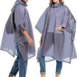 Borogo Paquete de 2 ponchos de lluvia para adultos, reutilizables, impermeables, de supervivencia, emergencia, resistente, con capucha con cordón Borogo Paquete de 2 ponchos de lluvia para adultos, reutilizables, impermeables, de supervivencia, emergencia, resistente, con capucha con cordón